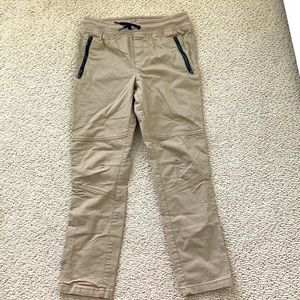 Cat and Jack tan boys pants. Has zipper pockets and a drawstring waist, Size 12.